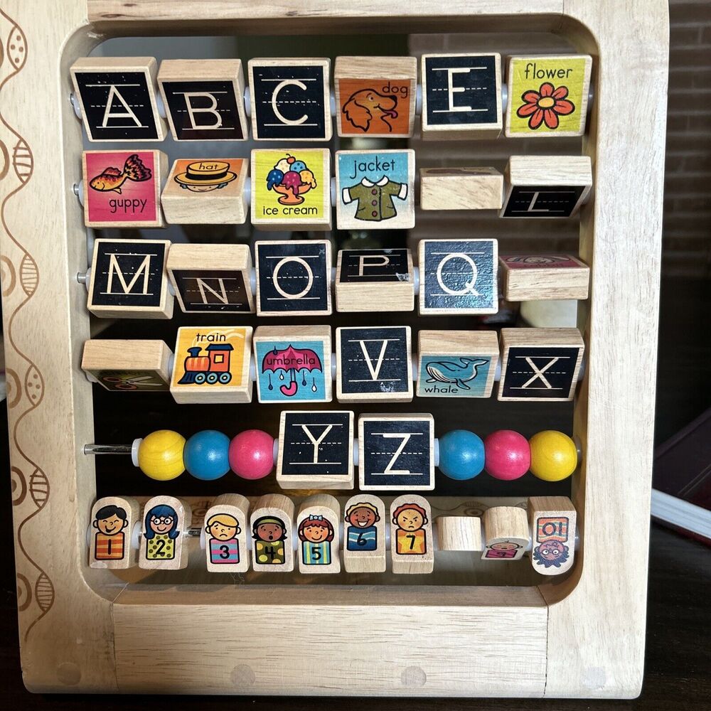 B. Toys AB3's Wooden Abacus Stand W/Alphabet & Numbers Pictures CH0610-10